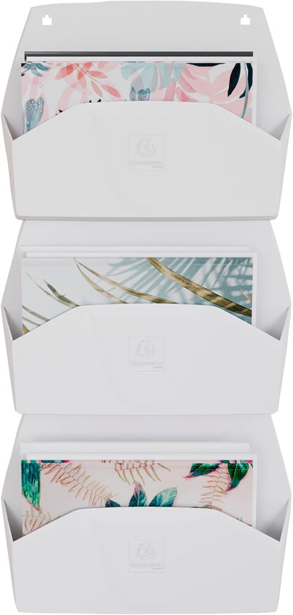 Exacompta - Ref 61113D - 1 Horizontal Wall sorter 1 Compartment AUTENTIK, Wall Display A4, Document Holder, Wall Basket - Dimensions: D 7.2 x W 38.2 x H 29 cm - White