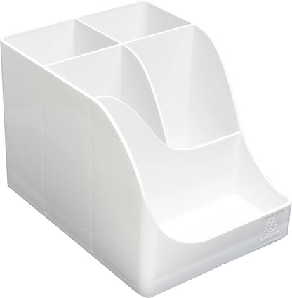 Exacompta - SKU 69513D - 1 Pen Wave Autentik white pencil holder - with 5 compartments - 4 high compartments for large utensils and 1 bottom compartment for small utensils