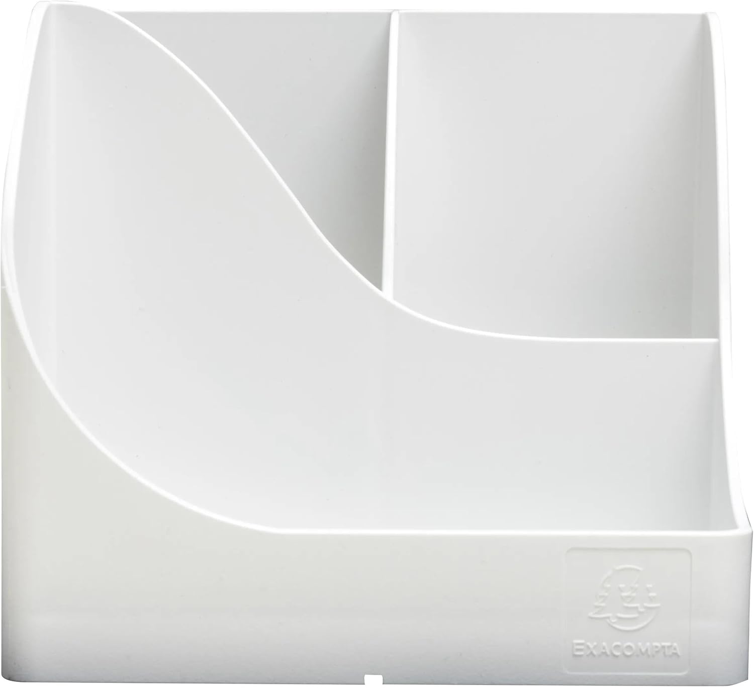 Exacompta - SKU 69513D - 1 Pen Wave Autentik white pencil holder - with 5 compartments - 4 high compartments for large utensils and 1 bottom compartment for small utensils