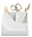 Exacompta - SKU 69513D - 1 Pen Wave Autentik white pencil holder - with 5 compartments - 4 high compartments for large utensils and 1 bottom compartment for small utensils