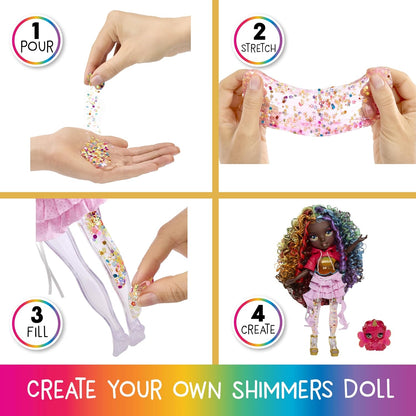 Rainbow High Rainbow Shimmers with Slime - Iris - 28cm Fashion Doll, Comes with a Slime Kit and a Pet Chameleon, Suitable for Children Ages 4+