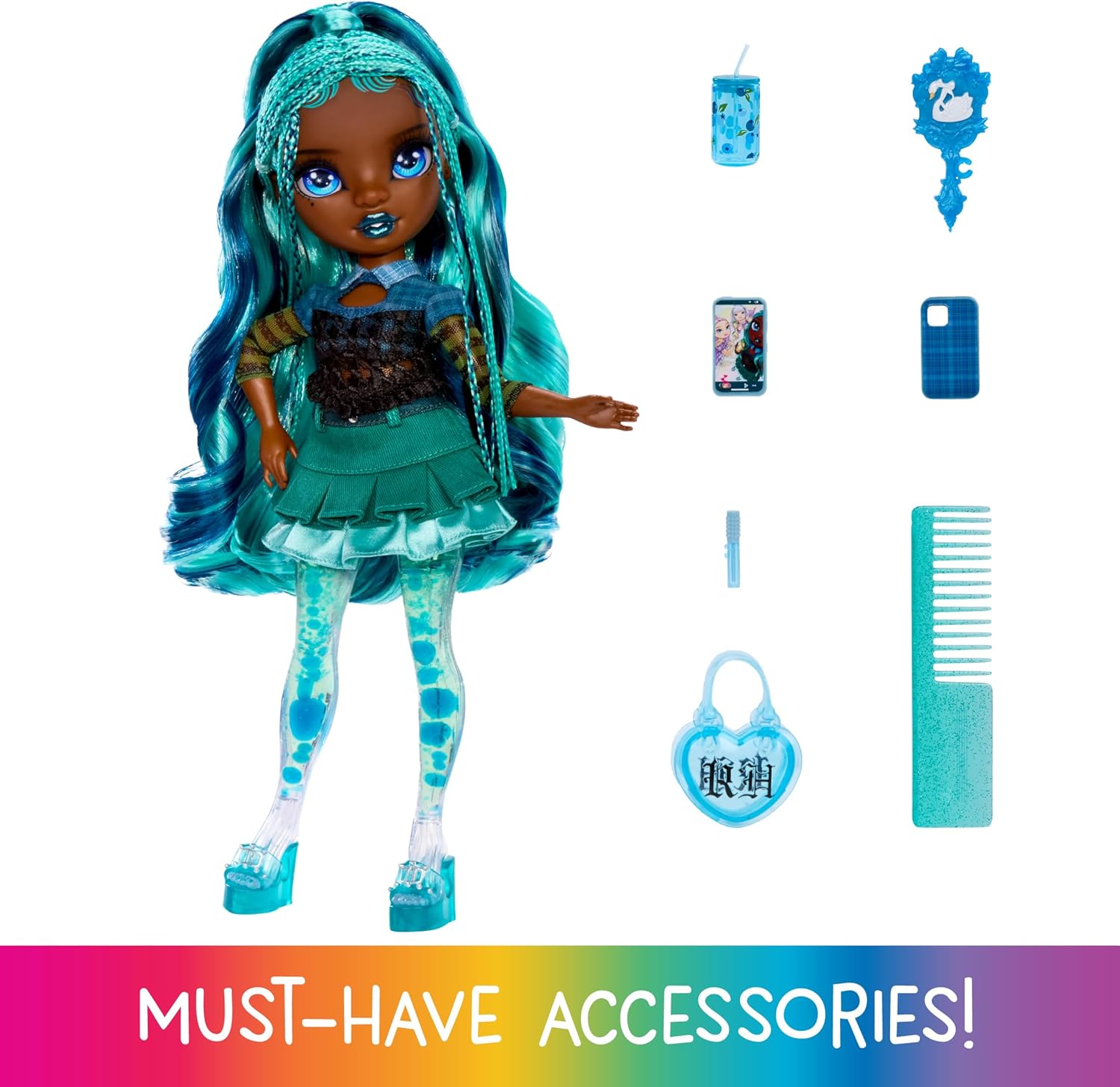 Rainbow High Sparkle & Shine Doll - Misty - 28cm Fashion Doll with Teal Blue Hair and Magic Bubbles in Legs, Colour, Style, Play, Collectable, For Children Ages 4 to 12+