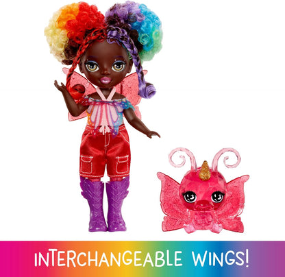 Rainbow High Littles Rainbow Fantasy Fairies & Pet - Astrid, Rainbow - 14cm Posable Small Doll & Fantasy Butterfly Pet with Interchangeable Fairy Wings, Cute Present for Children 4+