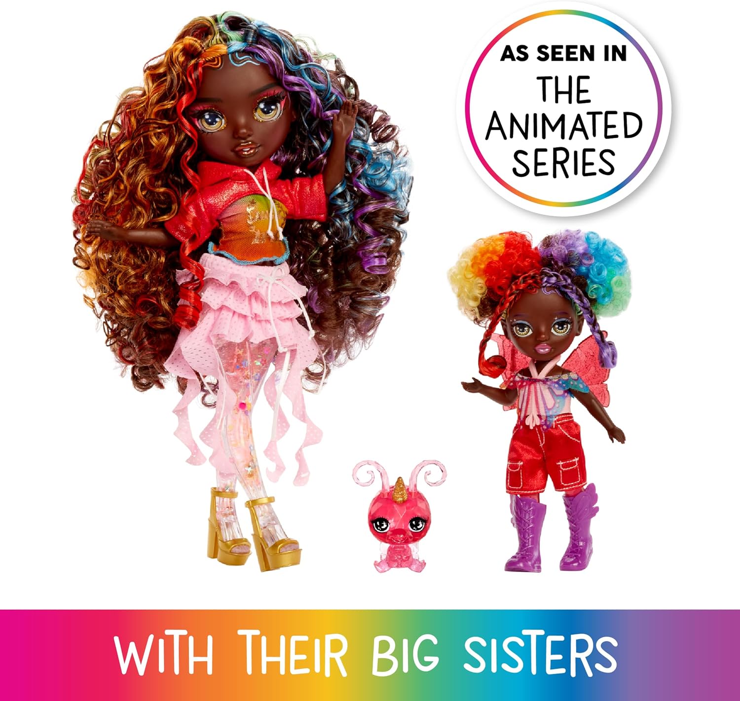 Rainbow High Littles Rainbow Fantasy Fairies & Pet - Astrid, Rainbow - 14cm Posable Small Doll & Fantasy Butterfly Pet with Interchangeable Fairy Wings, Cute Present for Children 4+