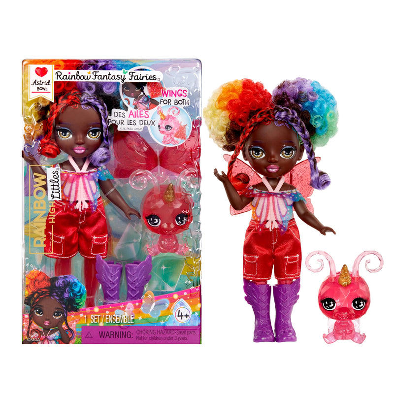 Rainbow High Littles Rainbow Fantasy Fairies & Pet - Astrid, Rainbow - 14cm Posable Small Doll & Fantasy Butterfly Pet with Interchangeable Fairy Wings, Cute Present for Children 4+
