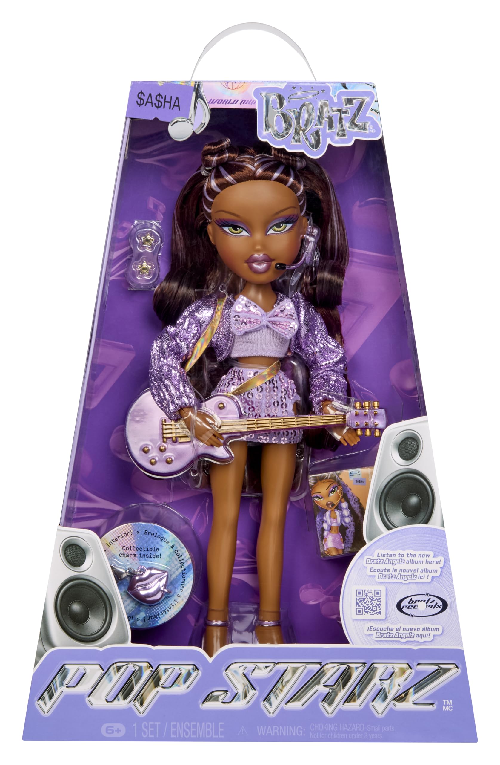 BRATZ Pop Starz Sasha - Fashion Doll with Collectable Charm, Outfit and Music Accessories