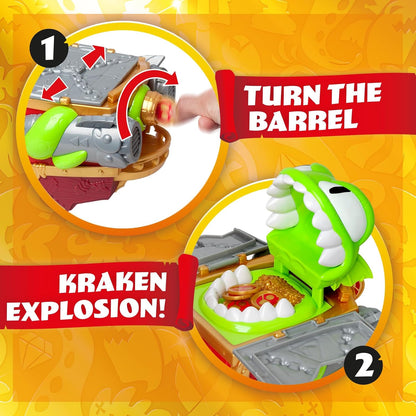 Piratix Kraken Ship – Kraken-Schiff aus Piratix. Enthält 1 Kraken-Schiff, 2 Piratix und exklusives Zubehör, 1 Kanonenprojektil, 1 exklusiver Schatz, 6 goldene Schätze, 1 exklusive Flagge, 1 Schwert, 1