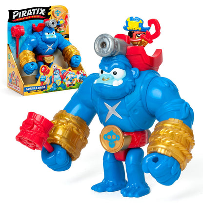 PIRATIX Gorilla Bros: Smash Jack – Articulated gorilla that attacks with its fists vertically and with a cannon, Includes 1 gorilla, 1 Piratix, 1 treasure and 1 projectile