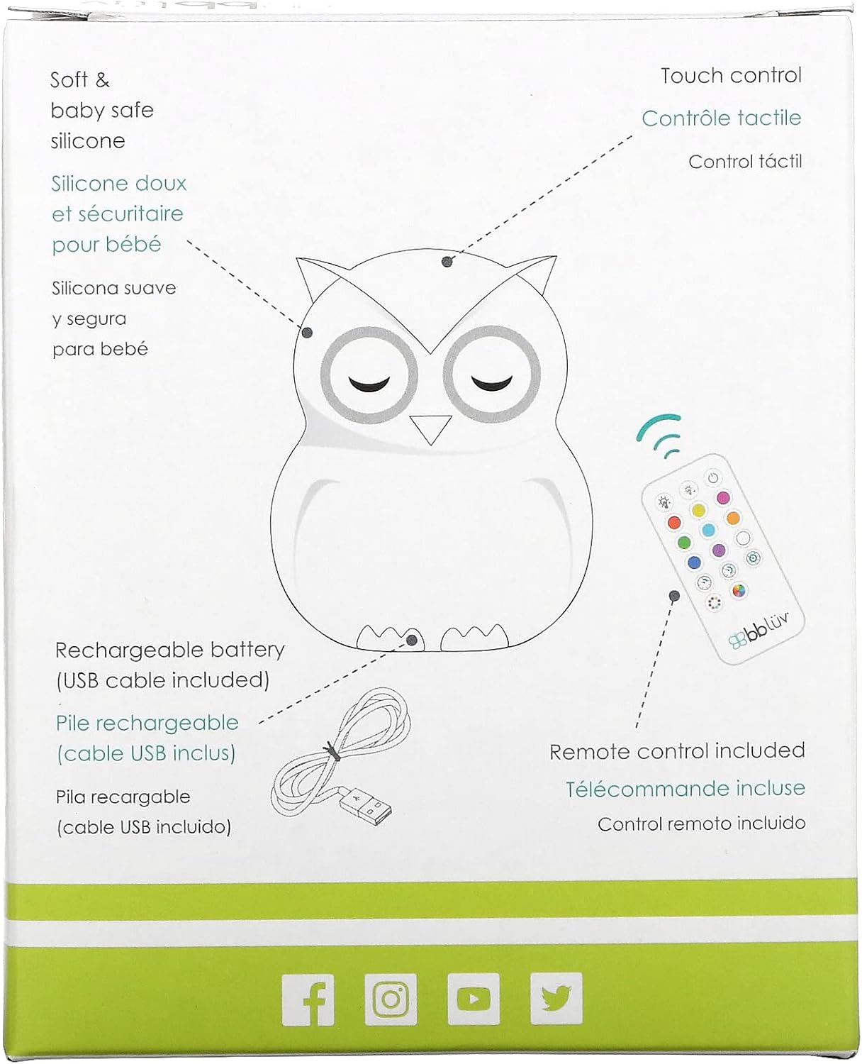 Bblnv - Night Light Owl - Touch And Remote Control