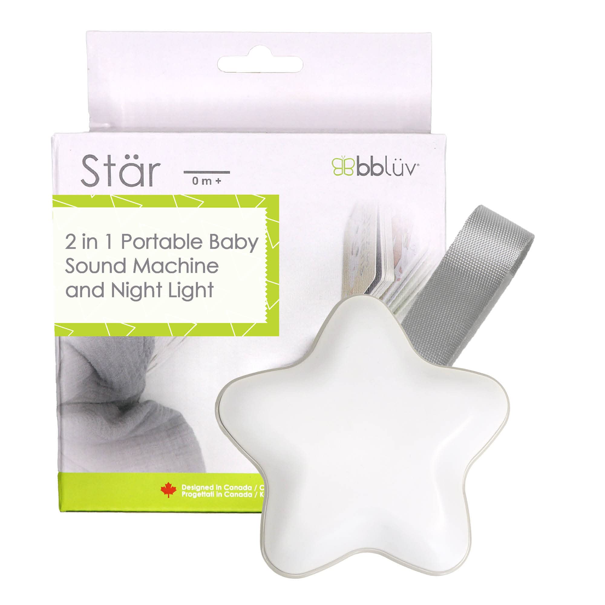 bblüv Nachtlampje en geluidsmachine voor baby's, 2-in-1 uur, 15 liedjes, rustgevend en rustgevend, met witte ruismachine, hart of golf, automatische uitschakeltimer, instelbaar volume