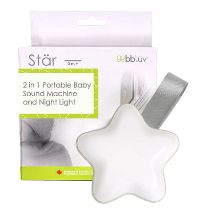 bblüv Nachtlampje en geluidsmachine voor baby's, 2-in-1 uur, 15 liedjes, rustgevend en rustgevend, met witte ruismachine, hart of golf, automatische uitschakeltimer, instelbaar volume