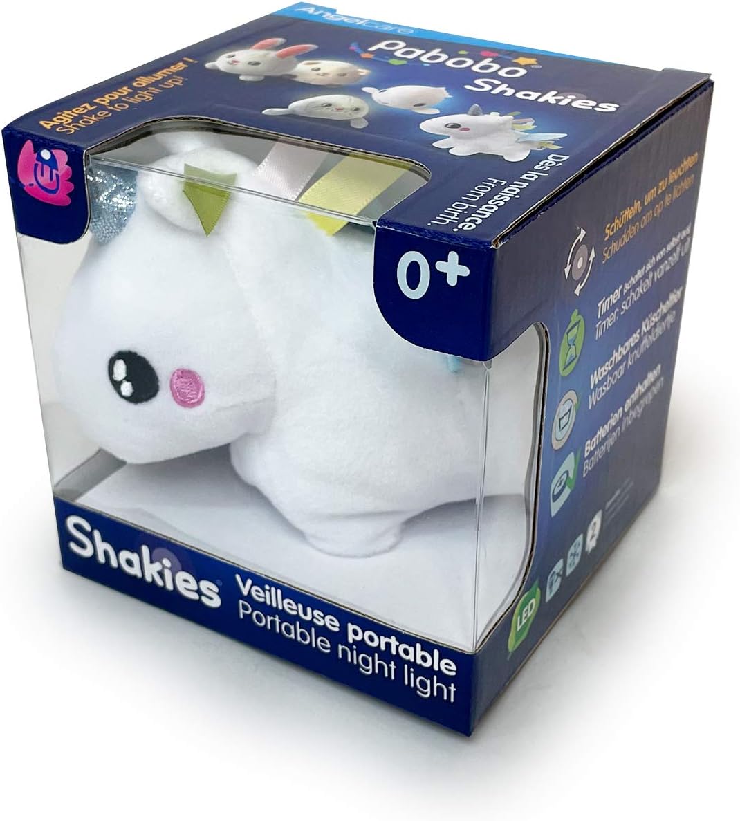 Pabobo - Shakies mini-pluche nachtlampje voor kinderen die worden ingeschakeld als je het beschermt 0+ - Schaf