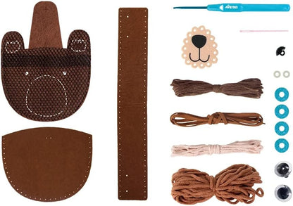 Naaiset voor het maken van een tas in berenvorm, 15 cm, inclusief draden, vulling en kunststof naald voor breien, vanaf 6 jaar, knutselset voor je kleintjes