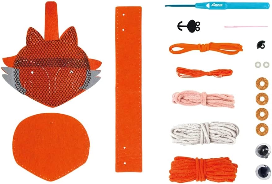 Avenir Naaiset voor het maken van een pluche dier in vosvorm, 15 cm, met draden, vulling en plastic naald om te breien, vanaf 6 jaar, Avenir knutselset voor je kinderen