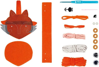Avenir Naaiset voor het maken van een pluche dier in vosvorm, 15 cm, met draden, vulling en plastic naald om te breien, vanaf 6 jaar, Avenir knutselset voor je kinderen