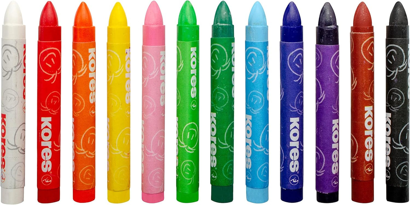 Kores waxstift Krayones, 3-hoekig, 12 kleuren
