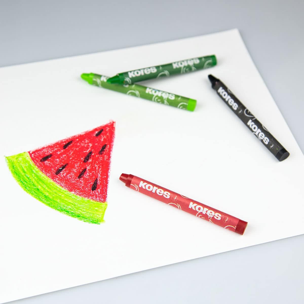Kores waxstift Krayones, 3-hoekig, 12 kleuren