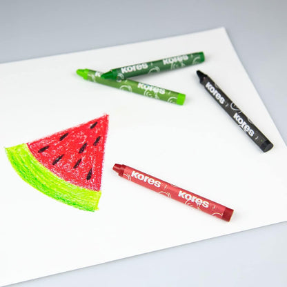 Kores waxstift Krayones, 3-hoekig, 12 kleuren