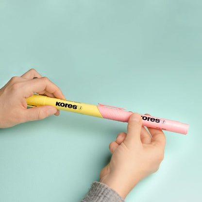 Kores - High Liner Plus: pastelkleurige markeerstiften, wigvormige punt en inkt op waterbasis, school- en kantoorbenodigdheden, set van 6 gesorteerde kleuren