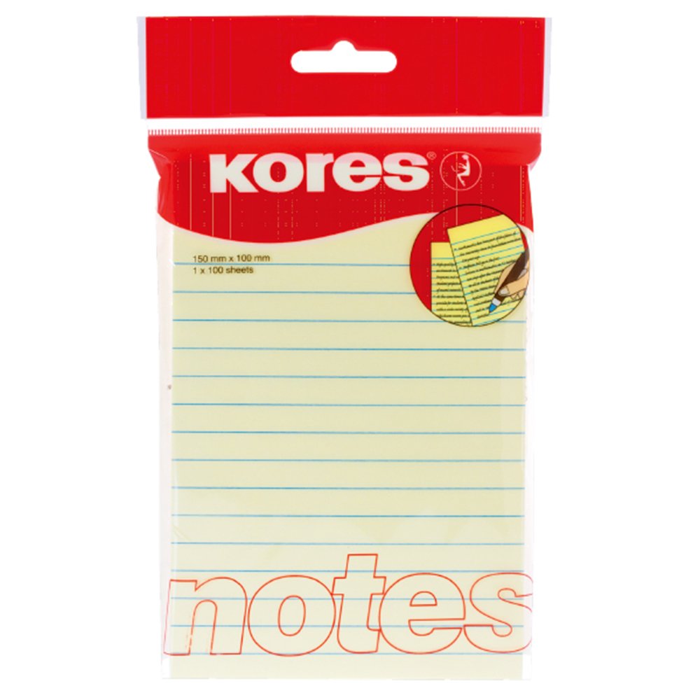 Kores - Geel gevoerde kleverige notities - gekleurde, zelfklevende notities, memoblok, vision board accessoires, notitieblok, schoolbenodigdheden, lerarenbenodigdheden, kantoorbenodigdheden