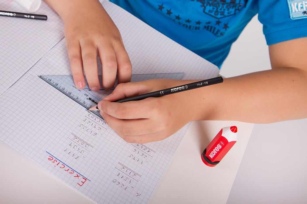 Kores Grafitos: HB grafietpotloden voor kinderen en volwassenen met zacht lood en uiteinde gedompeld, driehoekige vorm, school- en kantoorbenodigdheden voor schrijven, tekenen en schetsen, pak van 4