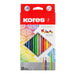 Kores Kolores Style kleurpotloden, 15 kleuren, trendy & mooie metallic en neon tinten voor wit, donker en knutselpapier, 15 kleurpotloden in een doos voor kinderen, kunstenaars