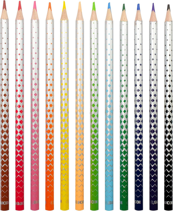 Kores - Kolores Magik: set van 12 uitwisbare verschillende kleurpotloden en rubber inbegrepen