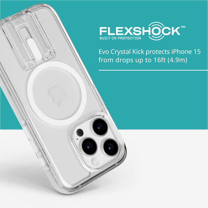 tech21 Evo Crystal Kick case for iPhone 15 Pro - Compatible with MagSafe - Impact Protection Case - White