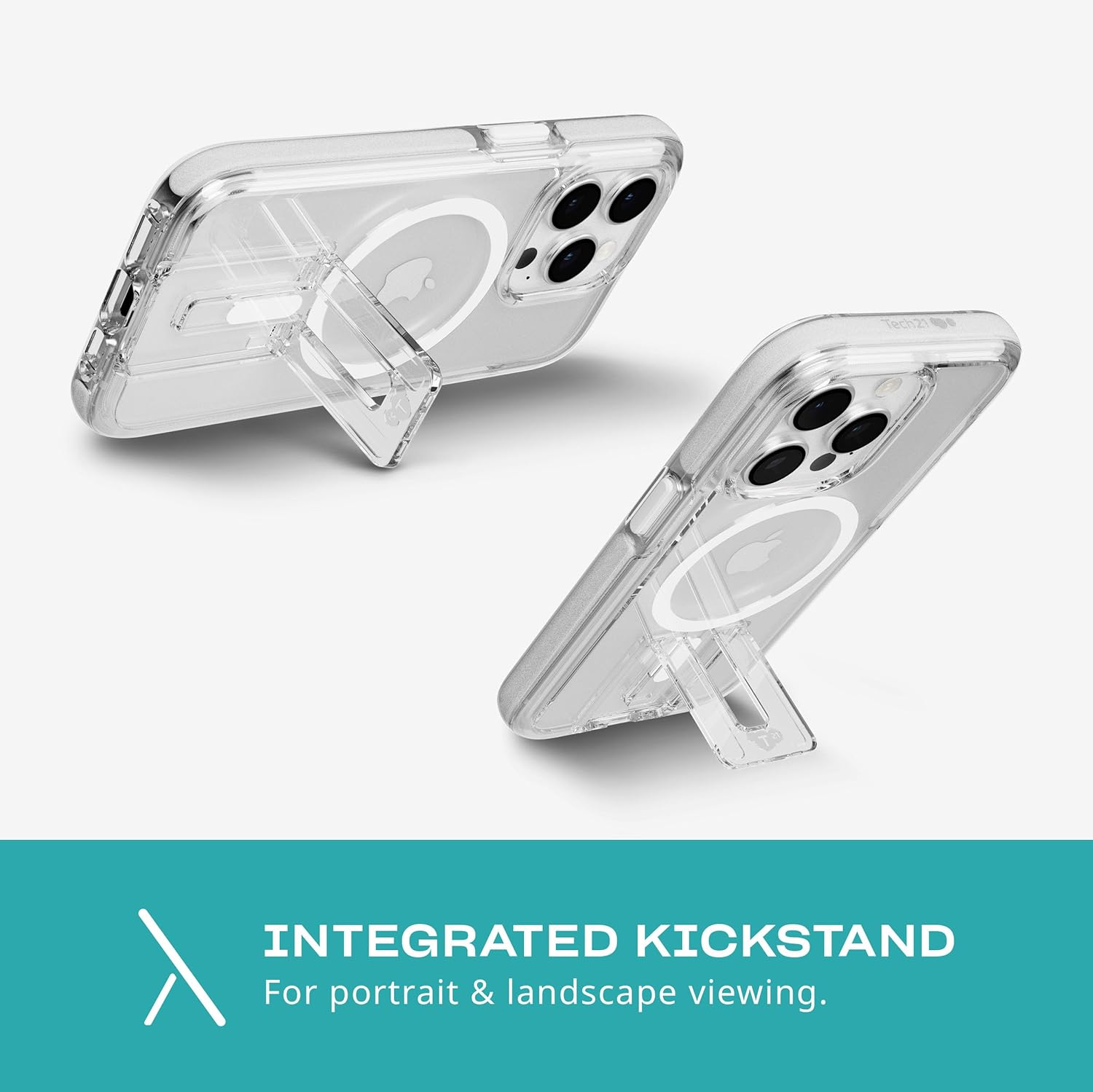 tech21 Evo Crystal Kick case for iPhone 15 Pro - Compatible with MagSafe - Impact Protection Case - White