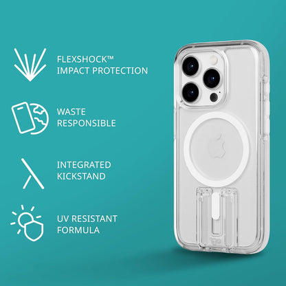 tech21 Evo Crystal Kick case for iPhone 15 Pro - Compatible with MagSafe - Impact Protection Case - White