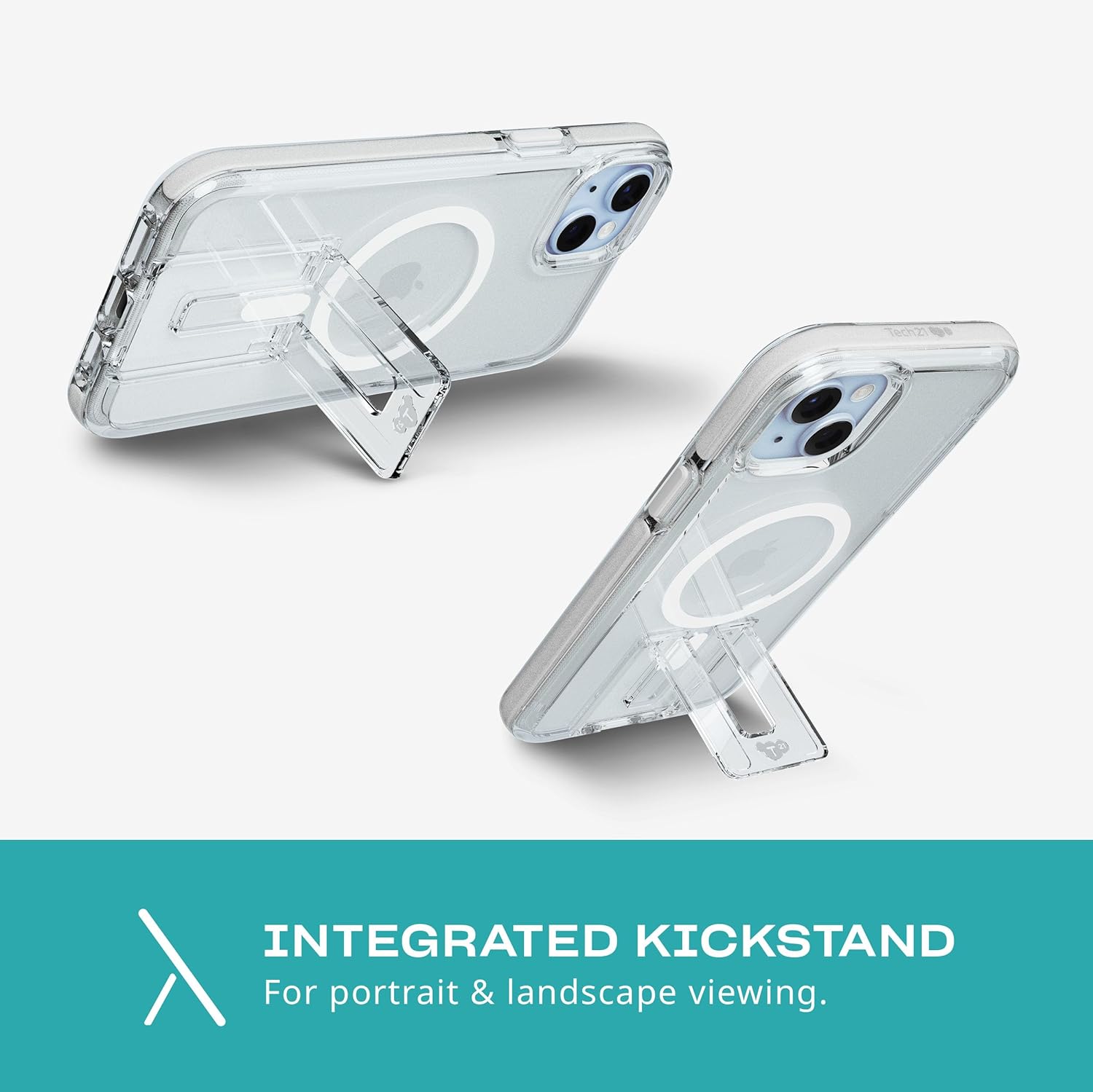 Tech21 Evo Crystal Kick case for iPhone 15 Plus - Compatible with MagSafe - Impact Protection Case - White