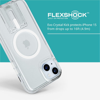 Tech21 Evo Crystal Kick case for iPhone 15 Plus - Compatible with MagSafe - Impact Protection Case - White