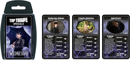 Winning Moves Top Trumps Wednesday Card Game for Children - Classic Learning Card Game for Fans of Wednesday - 2+ Players from 8+ Years - German