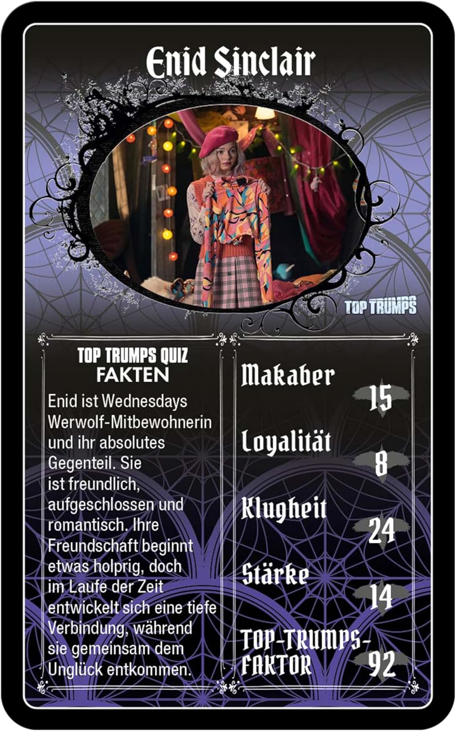 Winning Moves Top Trumps Wednesday Card Game for Children - Classic Learning Card Game for Fans of Wednesday - 2+ Players from 8+ Years - German