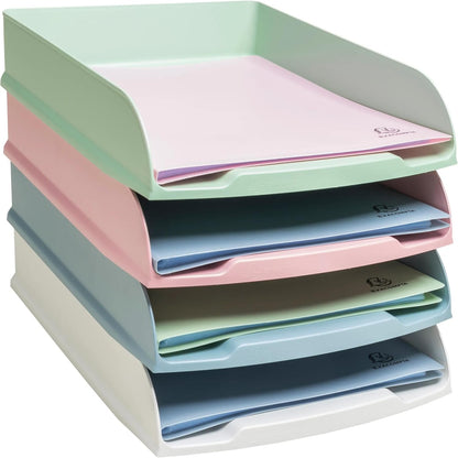 Exacompta - Ref 111303SETD - Set of 4 COMBO STYLI Autentik letter trays - size 34.5 x 25.5 x 24.5 cm - for A4+ format - 4 assorted colours
