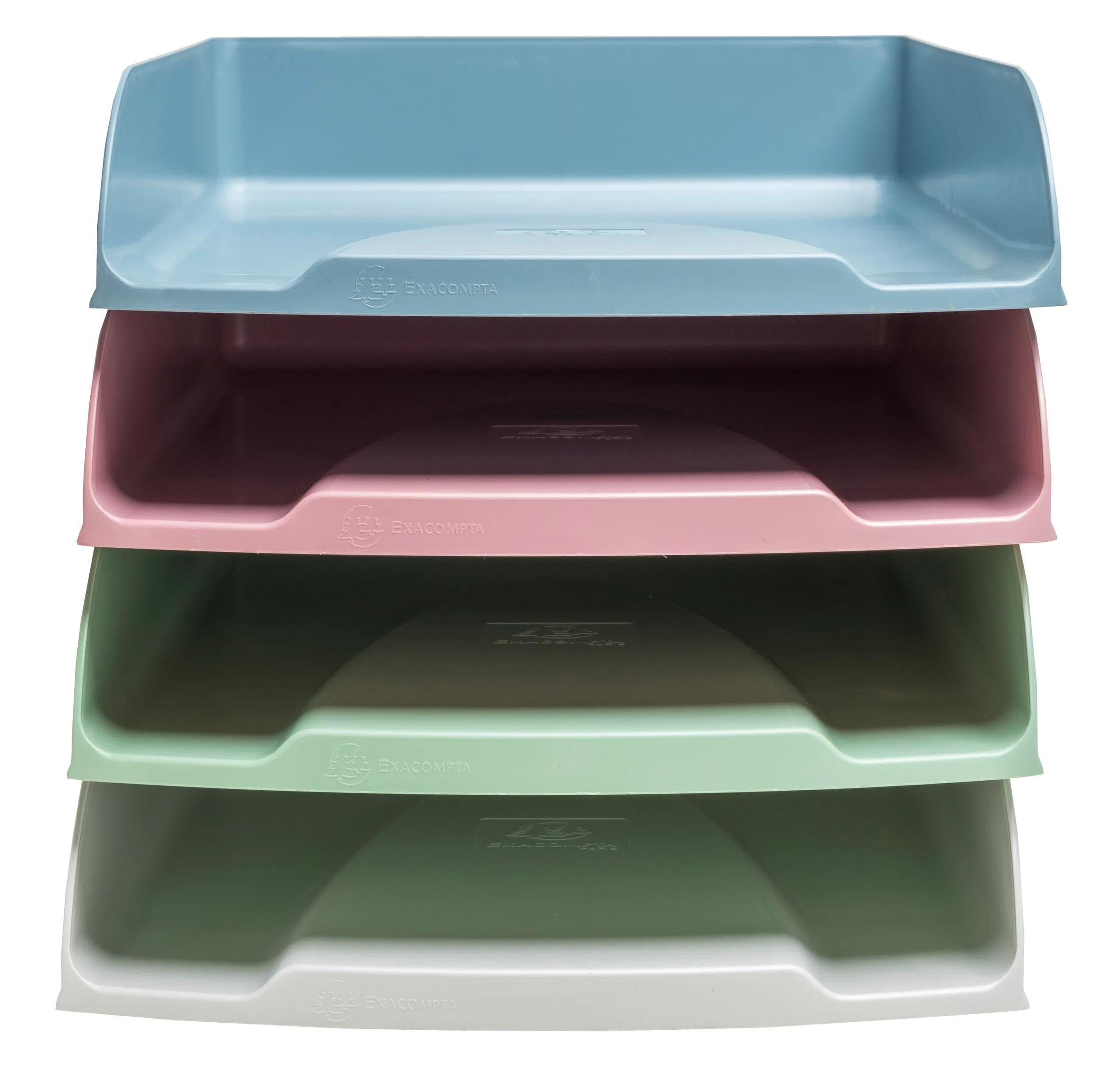 Exacompta - Ref 111303SETD - Set of 4 COMBO STYLI Autentik letter trays - size 34.5 x 25.5 x 24.5 cm - for A4+ format - 4 assorted colours
