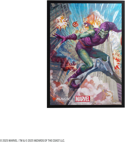 Gamegenic | Magic: The Gathering - Marvel's Spider-Man Premium Art Sleeves - Green Goblin| 105 Sleeves Per Pack | Trading Card Accessory