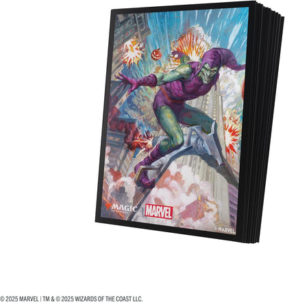 Gamegenic | Magic: The Gathering - Marvel's Spider-Man Premium Art Sleeves - Green Goblin| 105 Sleeves Per Pack | Trading Card Accessory