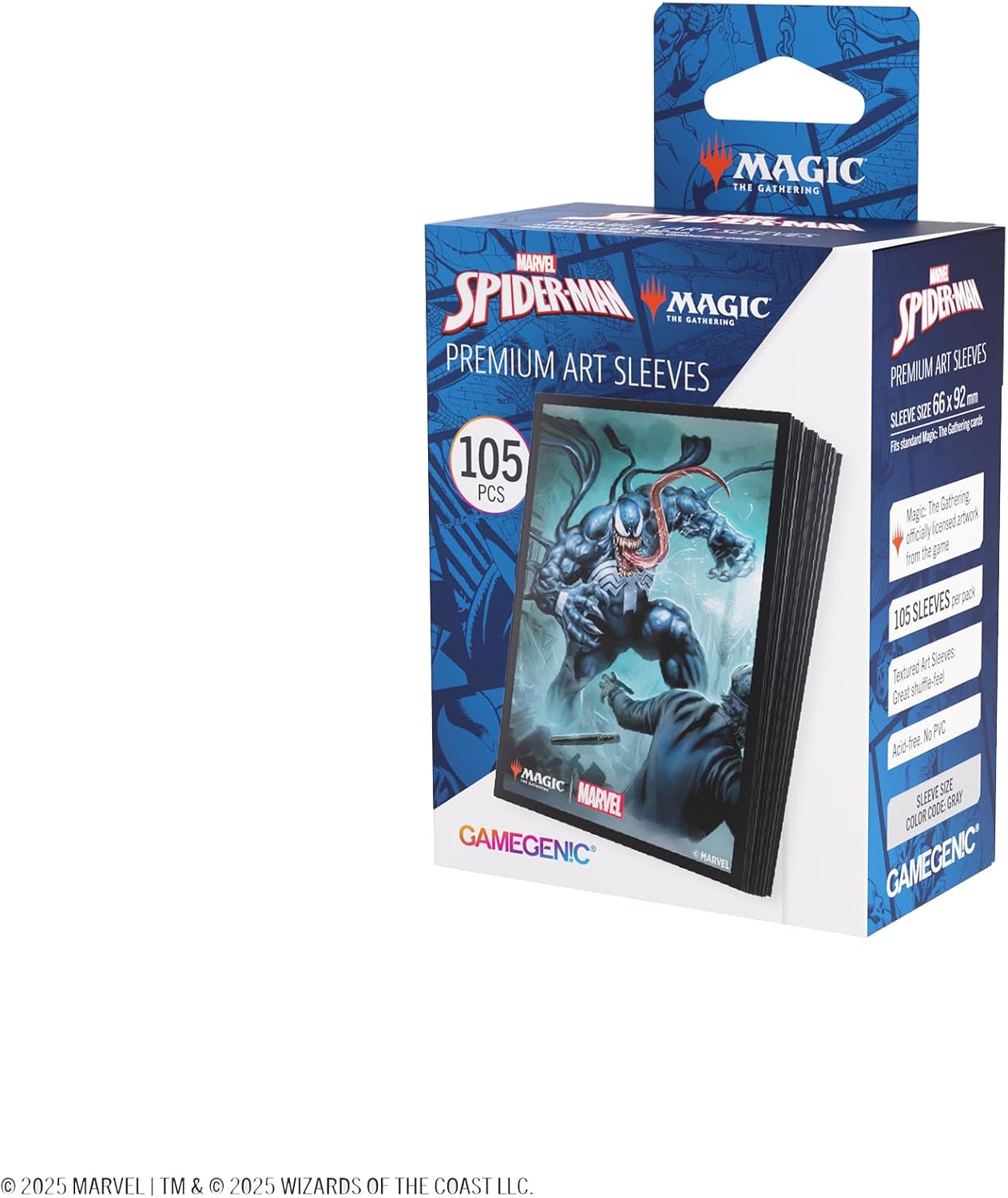 Gamegenic | Magic: The Gathering - Marvel's Spider-Man Premium Art Sleeves - Venom| 105 Sleeves Per Pack | Trading Card Accessory