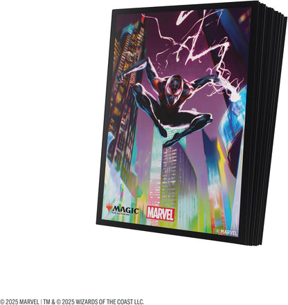 Gamegenic | Magic: The Gathering - Marvel's Spider-Man Premium Art Sleeves - Spider-Man Miles Morales| 105 Sleeves Per Pack | Trading Card Accessory