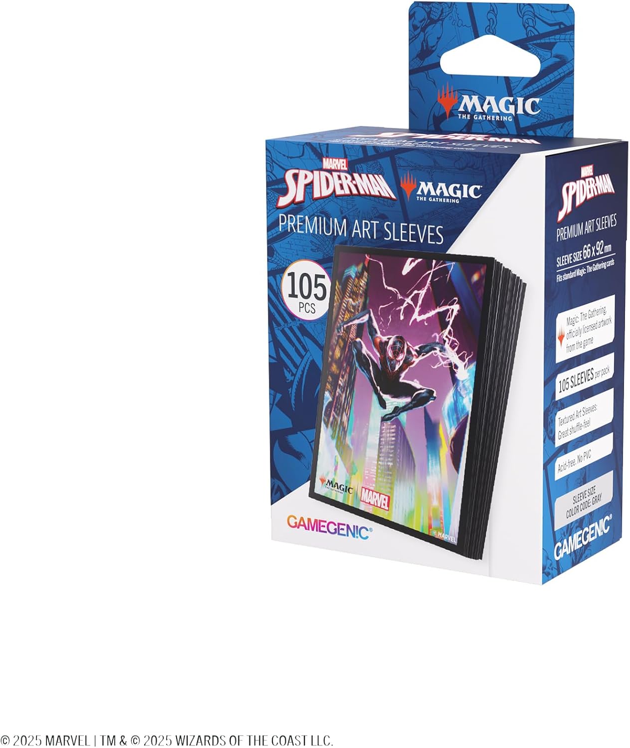 Gamegenic | Magic: The Gathering - Marvel's Spider-Man Premium Art Sleeves - Spider-Man Miles Morales| 105 Sleeves Per Pack | Trading Card Accessory