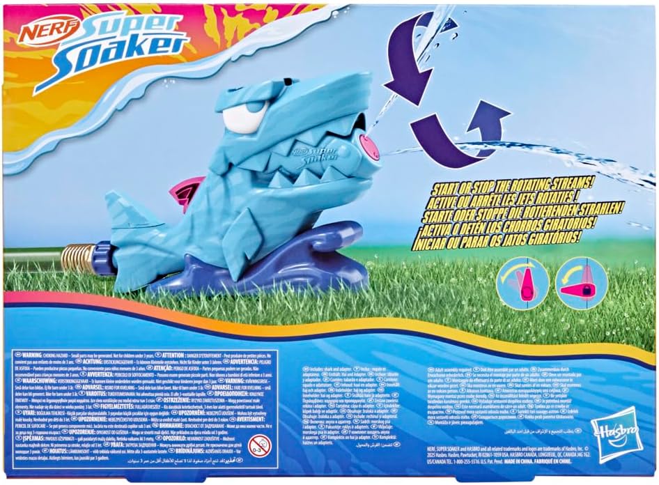 Nerf Super Soaker Hop & Chomp Wasserspielzeug | verspritzt Wasser | mampfender Kiefer | lässt Sich an einem Gartenschlauch befestigen | Outdoor-Sprinklerspielzeug für Kinder | ab 3 Jahren