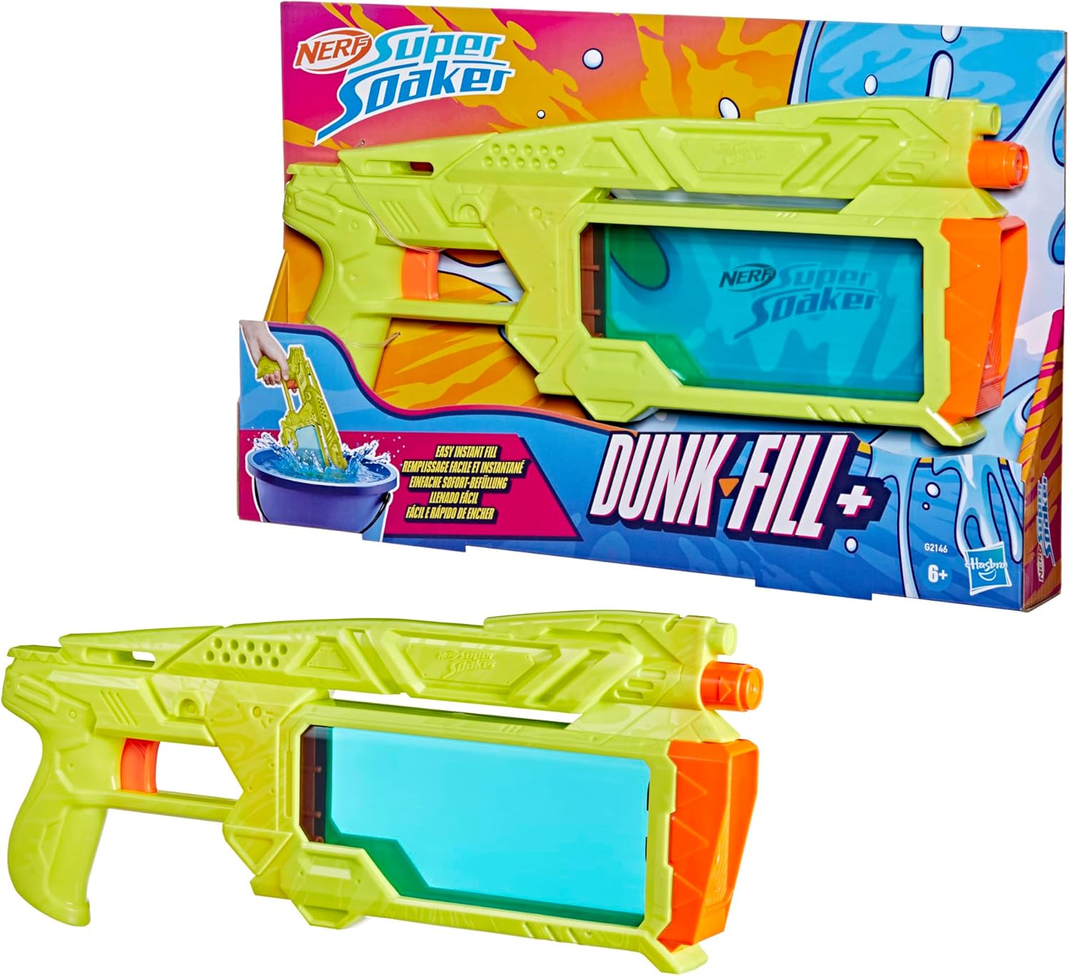 Nerf Super Soaker Dunk-Fill+ Water Blaster | Easy Instant Fill Tank, Just Dunk & Go | 358 Millilitre Tank | Water Toys for Ages 6+