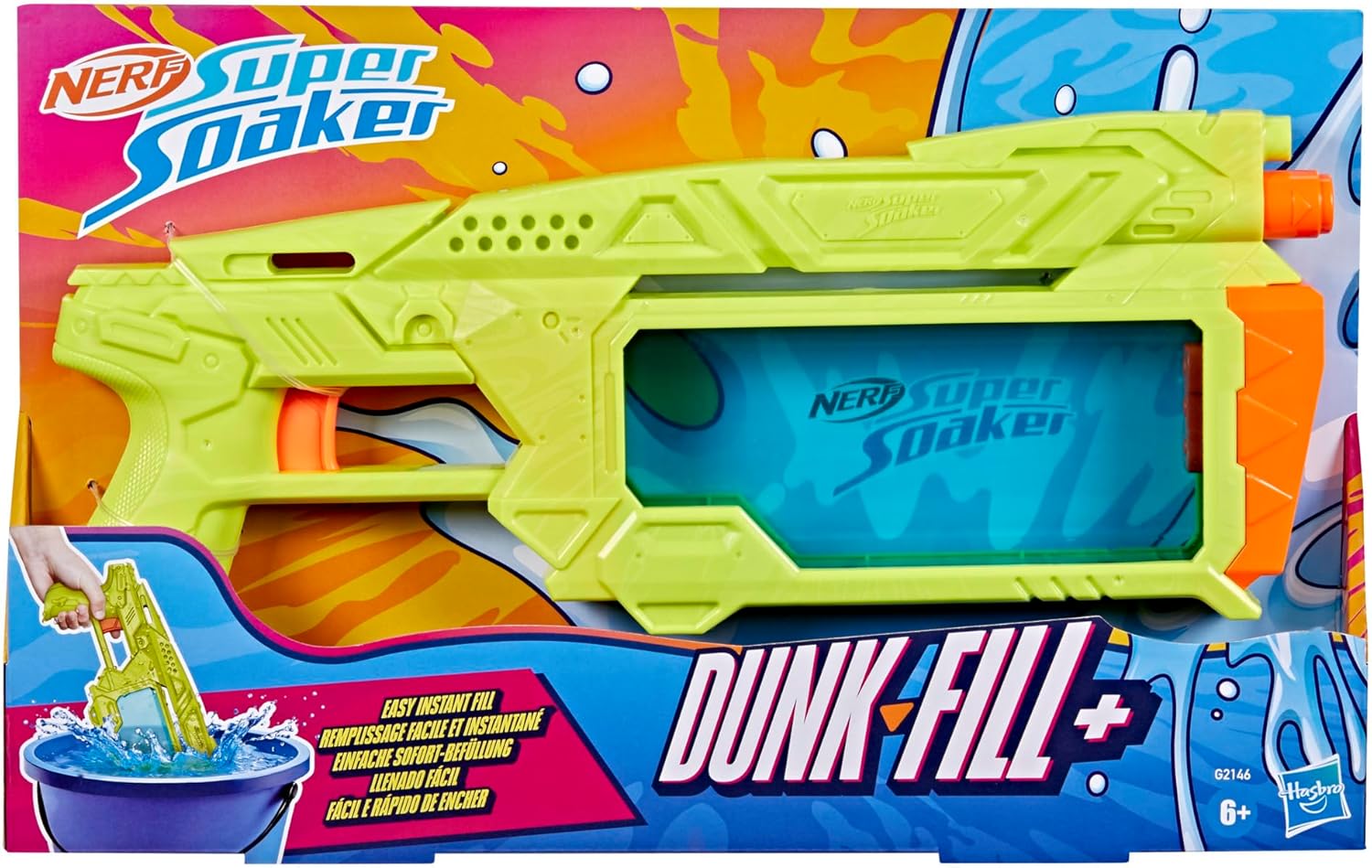 Nerf Super Soaker Dunk-Fill+ Water Blaster | Easy Instant Fill Tank, Just Dunk & Go | 358 Millilitre Tank | Water Toys for Ages 6+