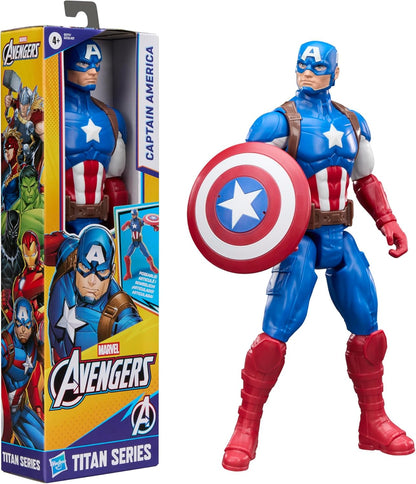 Marvel Avengers Titan Series Captain America 29.2-cm (11.5 inches) Action Figure, Super Hero Figures & Toys for kids, Ages 4+