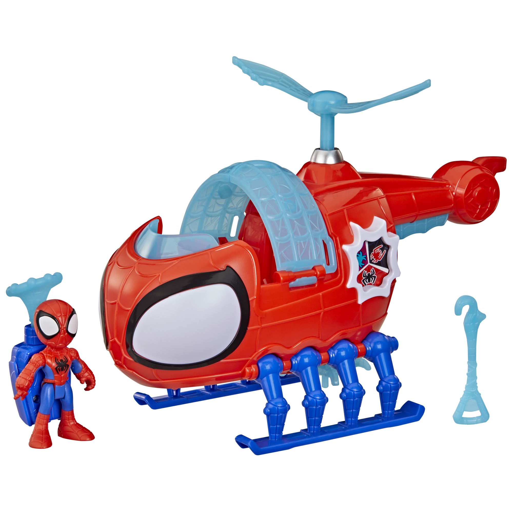 Marvel Spidey and His Amazing Friends Team Spidey Copter, 7.6-cm (3 inch) Action Figure & Toy Vehicle with Projectile, Super Hero Toys, Ages 3+, Red