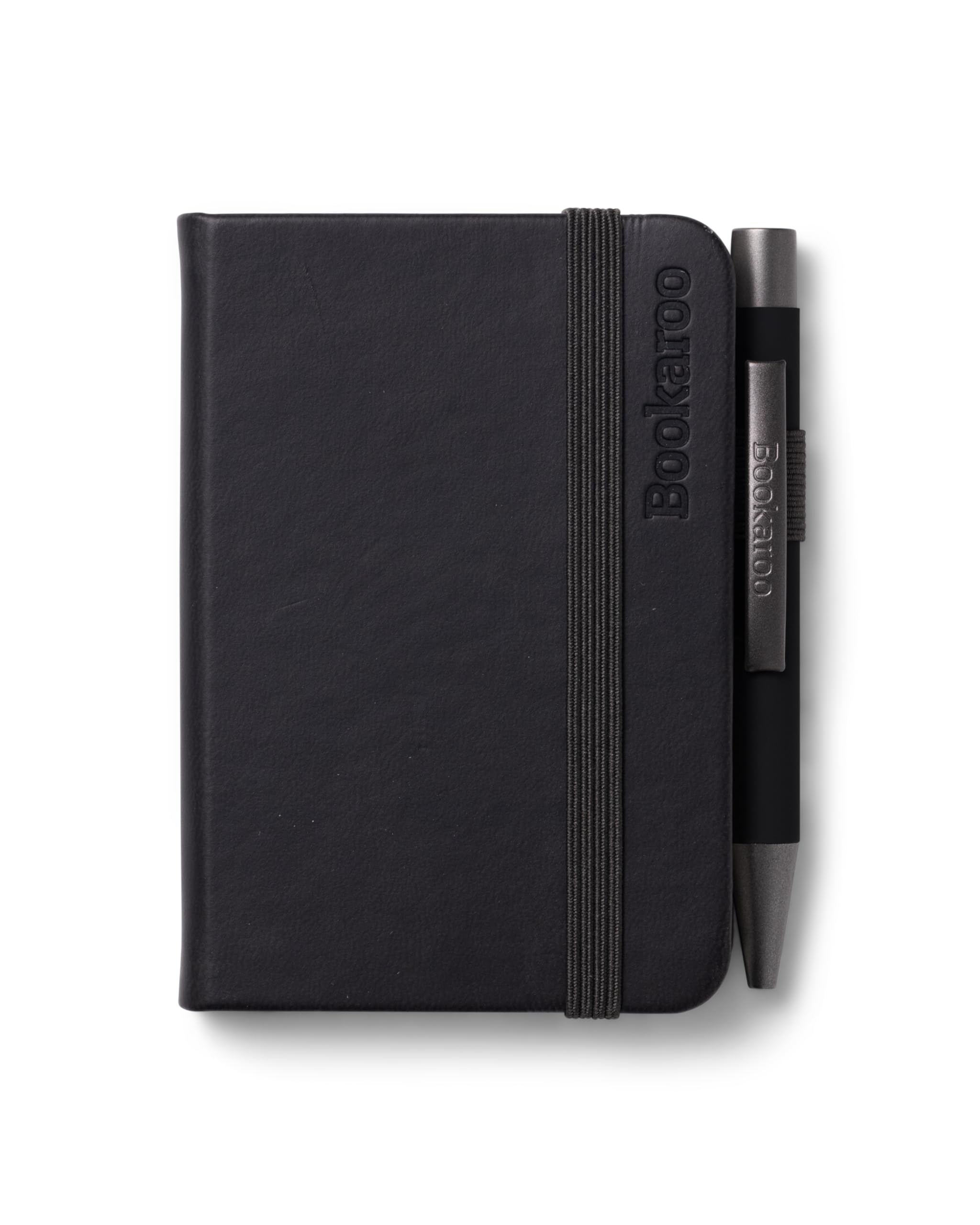 IF Bookaroo Notebook - A7 Pocket and Handbag size Notebook plus Black Ballpoint Pen, 192 pages - Black