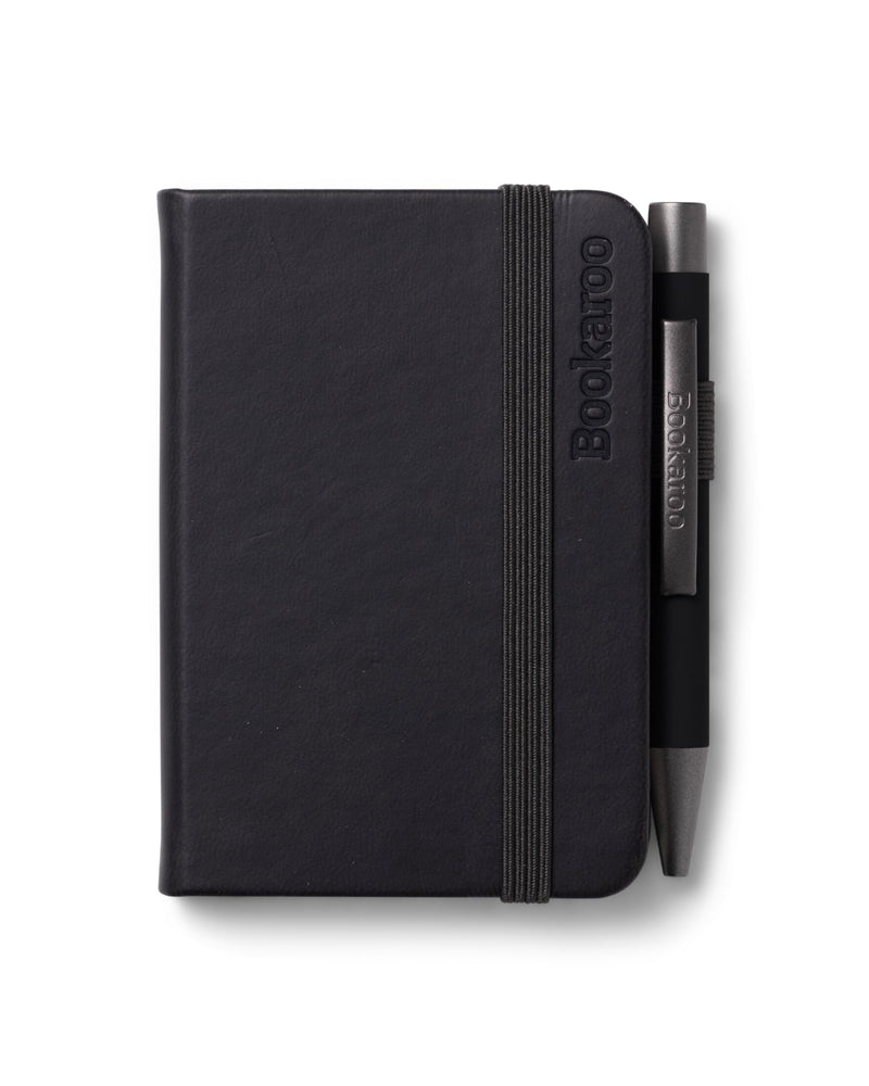 IF Bookaroo Notebook - A7 Pocket and Handbag size Notebook plus Black Ballpoint Pen, 192 pages - Black