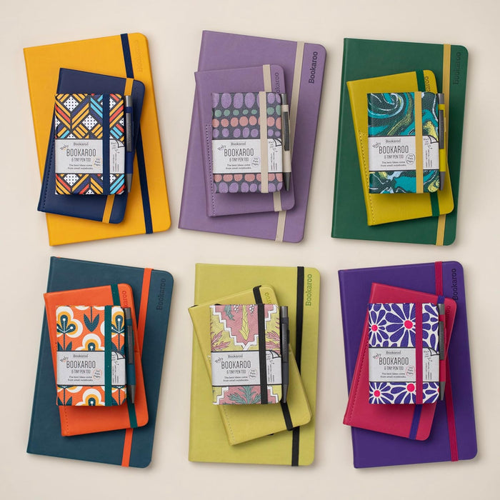 IF Bookaroo Notebook - A7 Pocket and Handbag size Notebook plus Black Ballpoint Pen, 192 pages - Purple & Turquoise