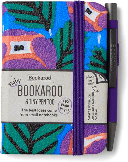 IF Bookaroo Notebook - A7 Pocket and Handbag size Notebook plus Black Ballpoint Pen, 192 pages - Purple & Turquoise